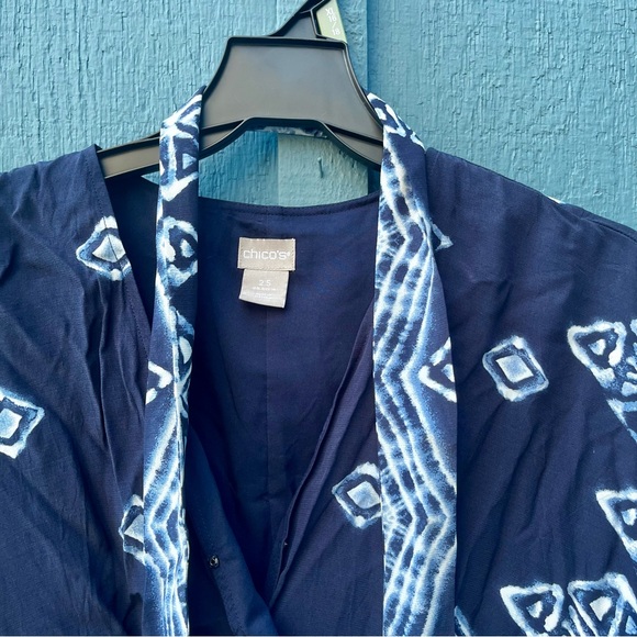 Chico's Indigo and White Geometric Midi Dress - Picture 2 of 3